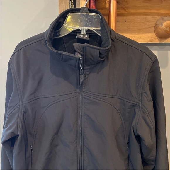 Marker women plain BLACK coat Soft Shell zip up Jacket Fleece Lined high neck L - Picture 2 of 16